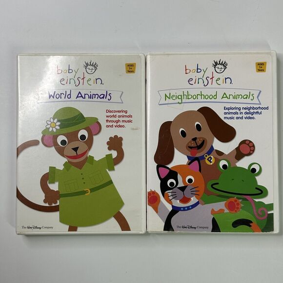 Baby Einstein Lot of 2 DVDs & 4 Video Fun Books World Animals Farm Park Jungle - Picture 3 of 10